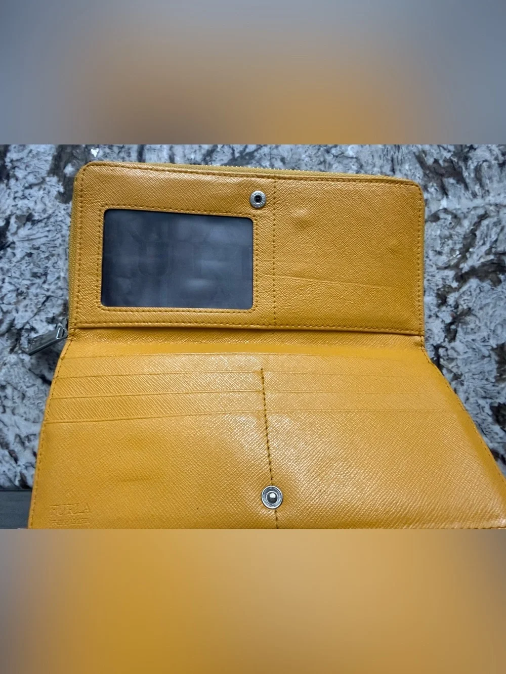 Furla Mustard Yellow Leather long Zip Wallet